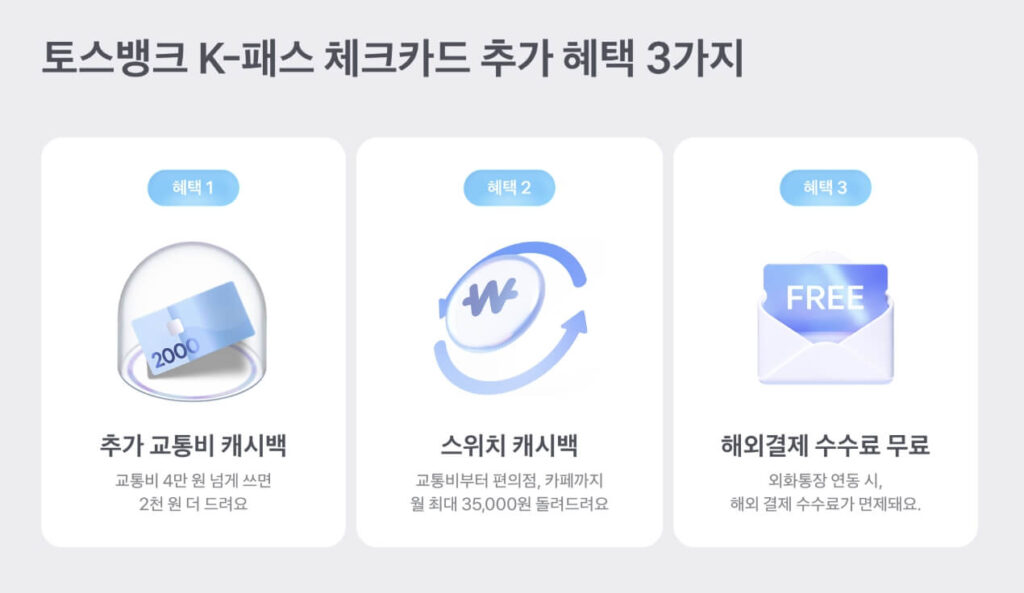토스뱅크 K-패스 체크카드 혜택