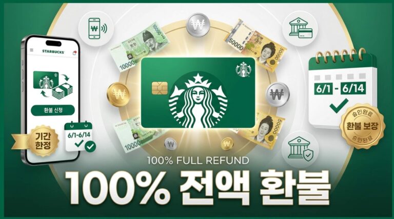 스타벅스 카드 잔액 환불 방법 100% 전액 현금화 가이드 (6/1~6/14)